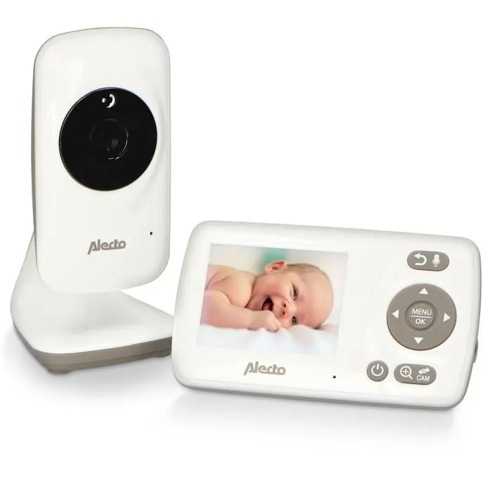 Alecto DVM-71 - Babyphone avec caméra et écran couleur 2.4", blanc/taupe-0