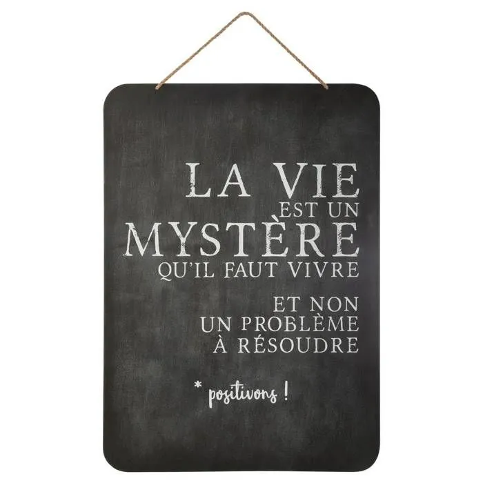 Décoration murale - ATMOSPHERA - Déco métal ardoise avec corde - Fer - Contemporain - Rectangulaire-0