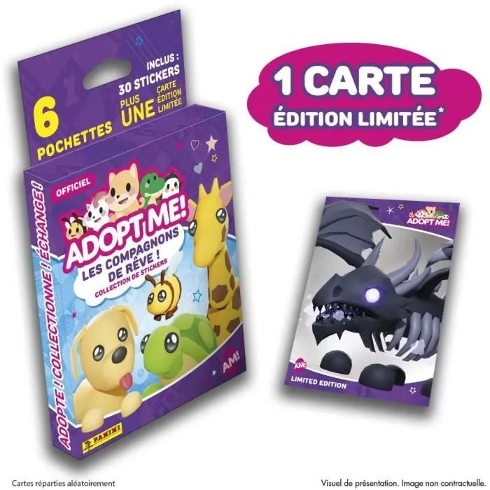 Stickers - PANINI - Adopt Me! Roblox - Blister 6 pochettes - 1 carte édition limitée - 35 stickers-1