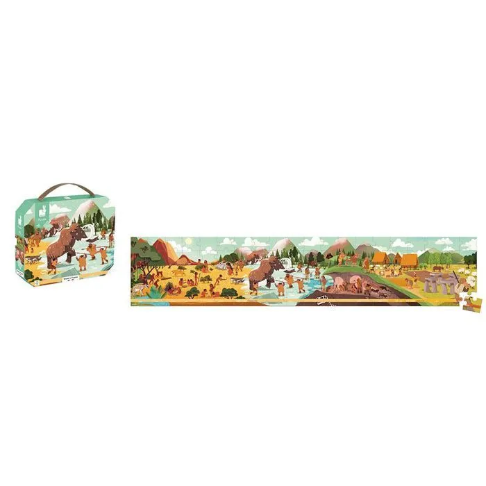 Puzzle Préhistoire - Puzzle 100 Pièces en Carton FSC - Panorama Préhistorique - Fabriqué en France - Puzzle Enfant dès 6 Ans-1