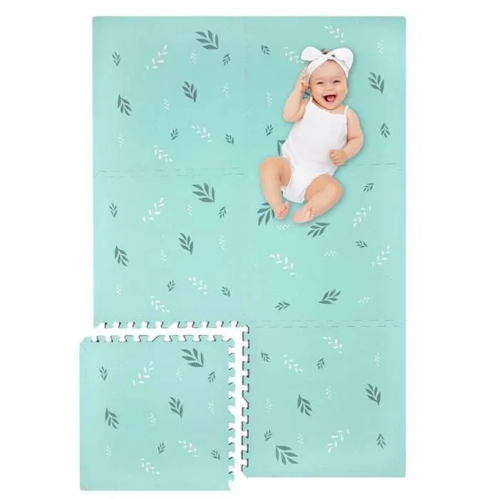 Tapis d éveil et jeux Enfant Puzzle Feuilles Vertes - 120 x 180 cm - Géant - Mousse EVA sûre et durable - Kidolo-1