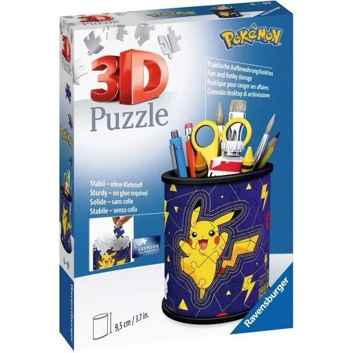Pot à crayons Pokémon Puzzle 3D Ravensburger - 54 pièces - Sans colle - Dès 6 ans-0