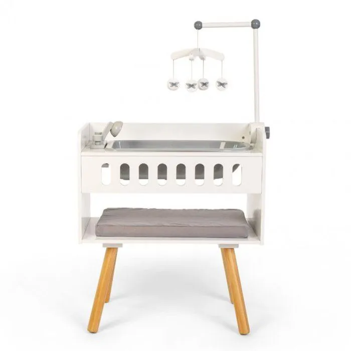 Table à Langer pour Poupée - Luxe - Commode en Bois - Baignoire - Matelas en Mousse - Rangement-1