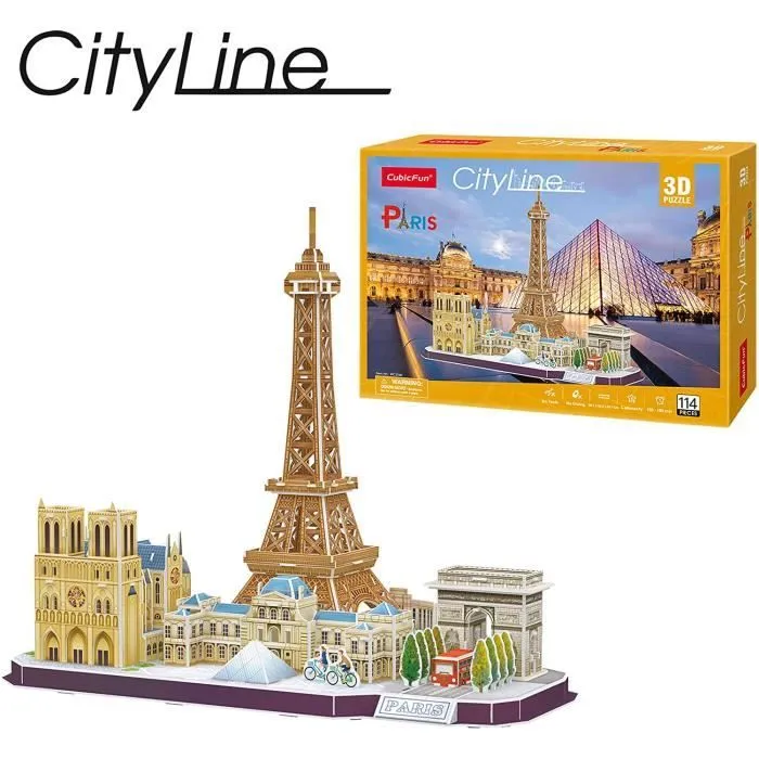 World Brands - City Line Paris, Puzzle 3d, Construction Enfant et Adulte, Puzzles 3d, Cadeau Anniversaire Garcon et Fille, Culture,