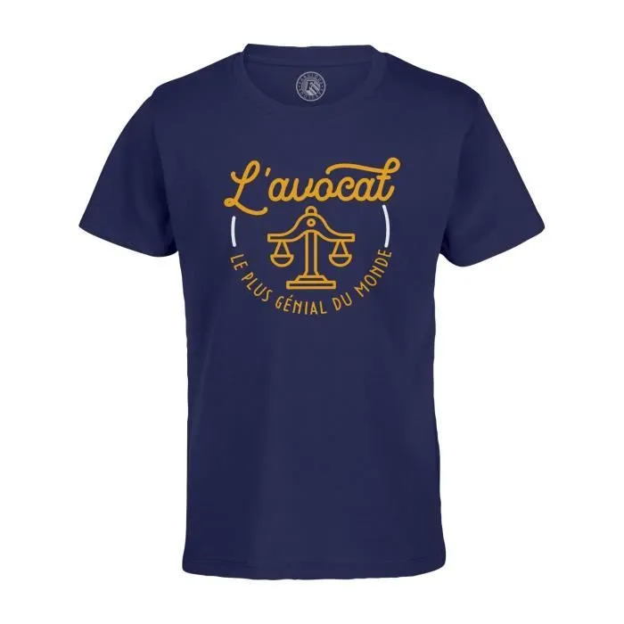 T-shirt Enfant Bleu L'avocat Le Plus Génial du Monde Justice Loi Tribunal Procès Métier-0