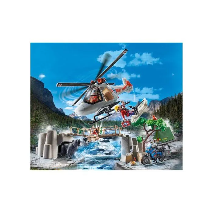 Jeu de construction - PLAYMOBIL - 70663 - Hélicoptère - Secouristes - Multicolore-0