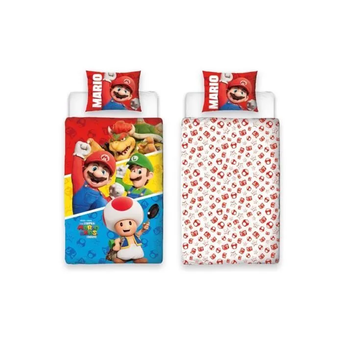 Saut Nintendo Super Mario Bros Jump Ensemble housse de couette et taie d'oreiller simple-2