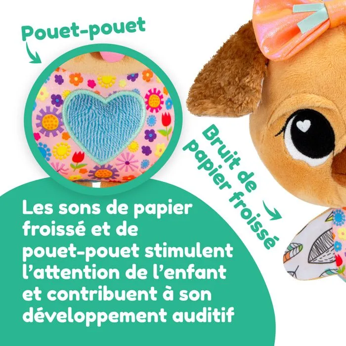 Peluche d'éveil sensoriel - Lamaze - Lovey Le Chien - Couleurs vives - 0 à 6 mois - Attache multifonctionnelle-4