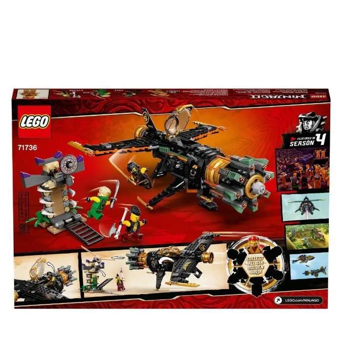 LEGO® NINJAGO® 71736 Le jet multi-missiles, jouet d'avion Boulder Blaster avec prison et figurine de Ninja Kai Or à collectionner-4