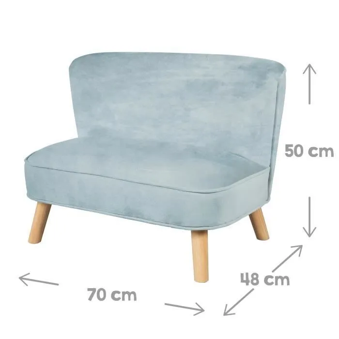 ROBA Canapé et Fauteuil Enfant Lil Sofa + Coussin Décoratif Nuage - Ensemble en Velours - Bleu clair-3