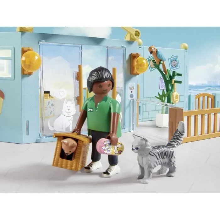 PLAYMOBIL 71742 Hôtel des animaux, soigneurs, chiens et chats, My Life, 191 pièces, Dès 4 ans-4