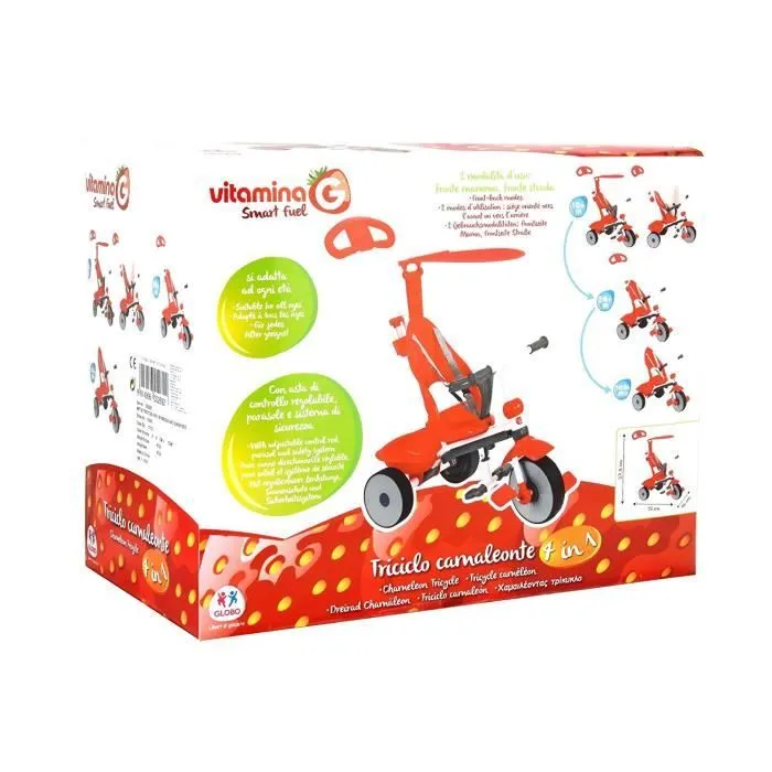 Tricycle 4 pièces en métal avec poignée et parasol, globe 05269-0