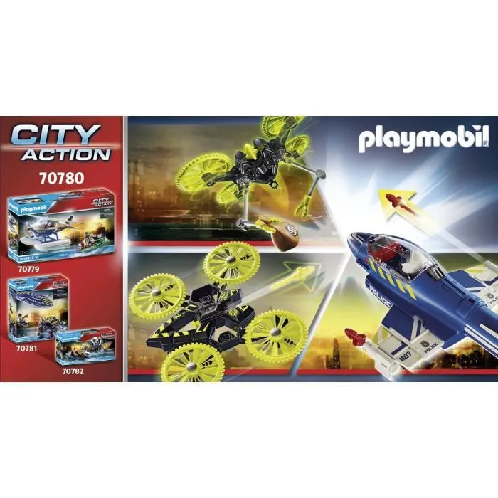 PLAYMOBIL - 70780 - Jet de police et drone - Multicolore - Bleu - Playmobil City Action-2