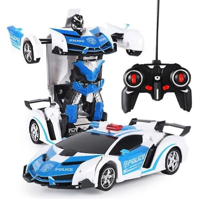 Jouet Transformers - BOROFONE - Voiture de police déformable en robot - Lumières froides - Rotation à 360°-0