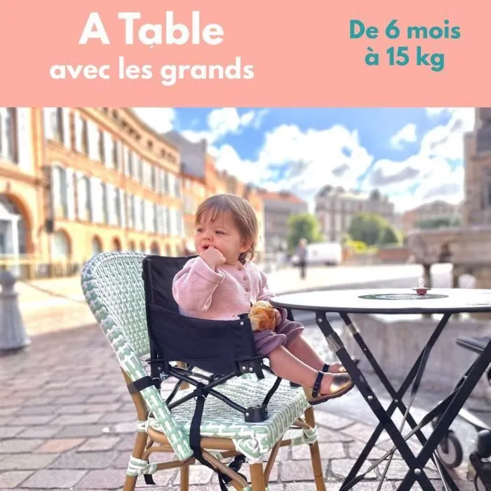 Rehausseur de chaise - BAMBISOL - 6/35 mois - Evolutif en chaise enfant 3/5 ans - Pliable - Noir-5