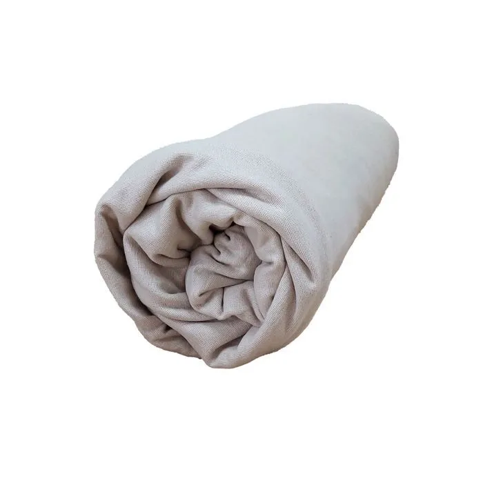 Drap housse flanelle bonnet 30 cm 140x190 Nougat Tradilinge-0