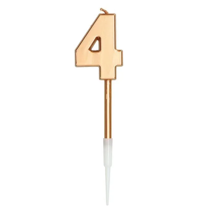Folat bougie d'anniversaire métallique 4 ans 14 cm cire bronze-0