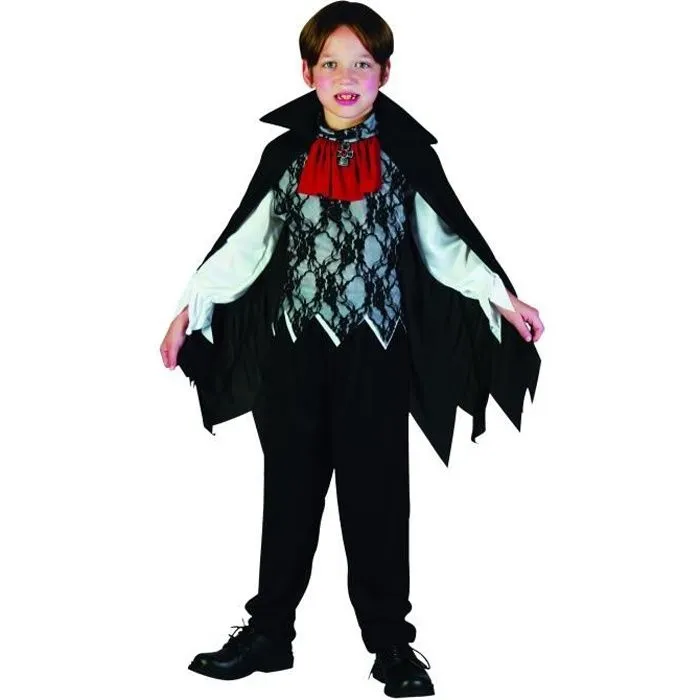 Costume de Vampire à jabot - Déguisement enfant Carnaval Anniversaire Fête Halloween - Taille 5 à 11 ans-0