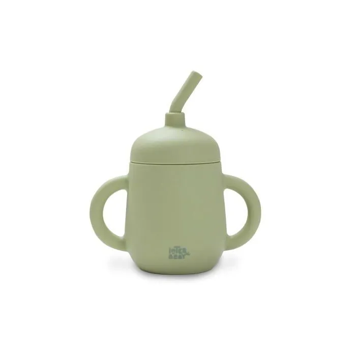 Tasse a bec - gobelet - verre d'apprentissage Interbaby - SI007-74 - Tasse Anti-goutte et paille pour bebe en silicone vert-2