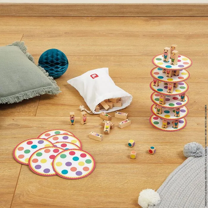 Jeu d'adresse JANOD - Acrobat' - Pour Enfants de 5 Ans et Plus - Tour de Pions en Bois Multicolores-1