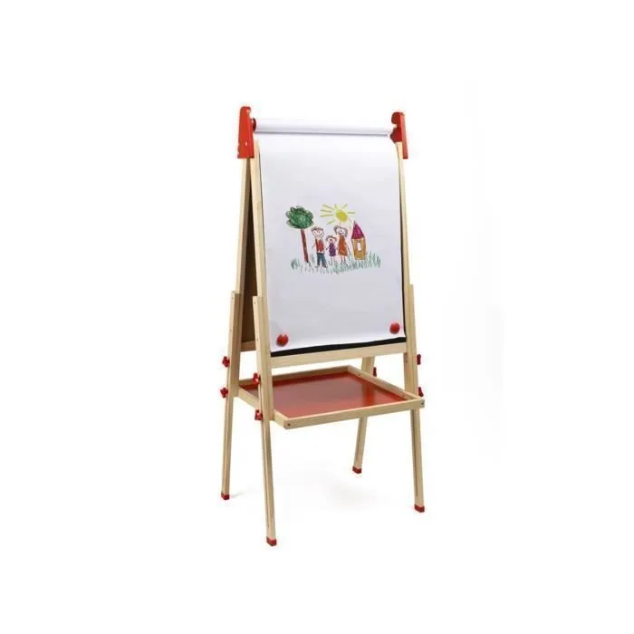 Tableau 3 en 1 enfant - EUREKAKIDS - Brun - Réglable - Double face - Accessoires inclus-2