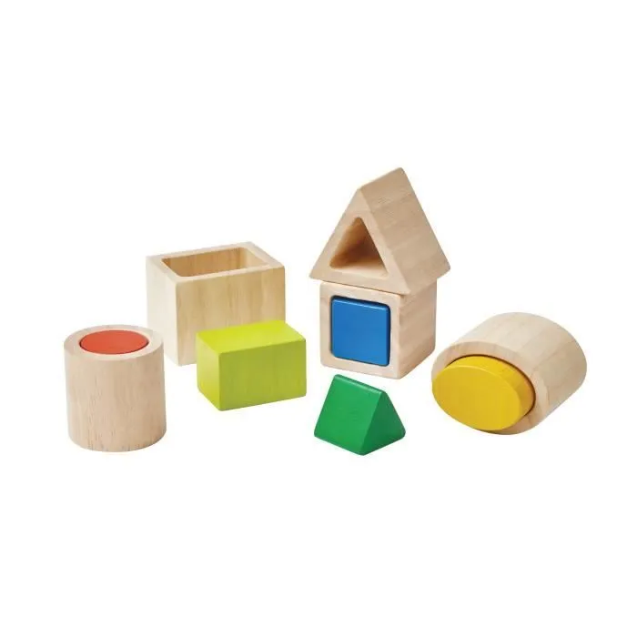 Puzzle Formes géométriques à imbriquer PLAN TOYS - méthode Montessori - 10 pièces - dès 12 mois-0