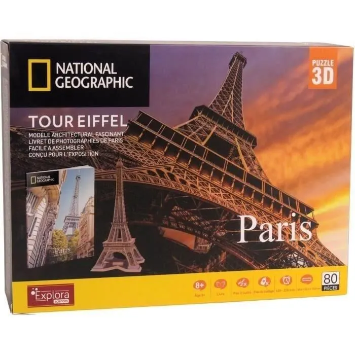 Puzzle 3D - Tour Eiffel - Jeu de construction - EXPLORA - 80 pièces - Dès 8 ans-5