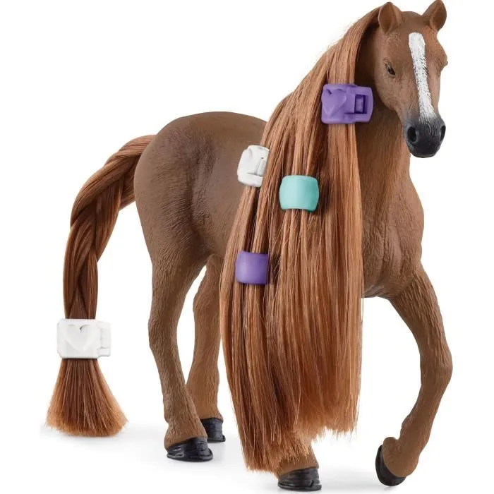 Figurine Jument Pur-sang Anglaise à coiffer - Figurine Cheval Réaliste avec Crinière Coiffable et Accessoires - Pour Garçons et-2