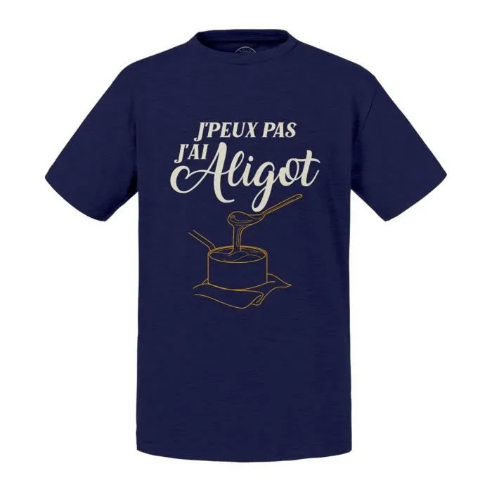 T-shirt Enfant Bleu J'Peux Pas J'ai Aligot Aveyron Purée Fromage-0