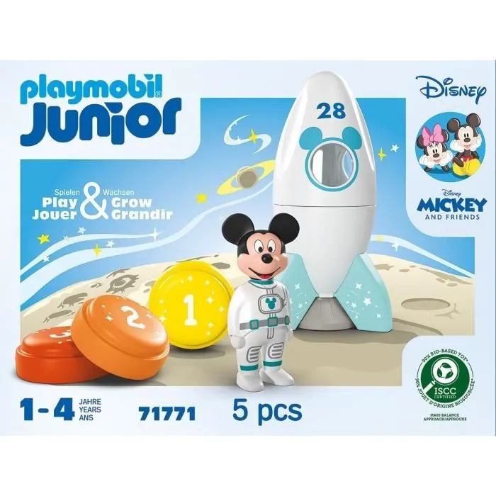 PLAYMOBIL Junior 71771 Mickey astronaute avec sa fusée, Disney, 5 pièces, Dès 12 mois-3