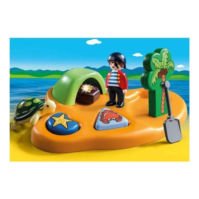 PLAYMOBIL 9119 - PLAYMOBIL 1.2.3 - Île de Pirate pour enfants de 18 mois et plus-1