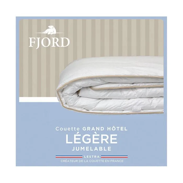 Couette "Fjord Grand Hotel" Légère Jumelable Satin de coton rayé Lestra - Blanc - 140 x 200 cm pour lit 1 place-5