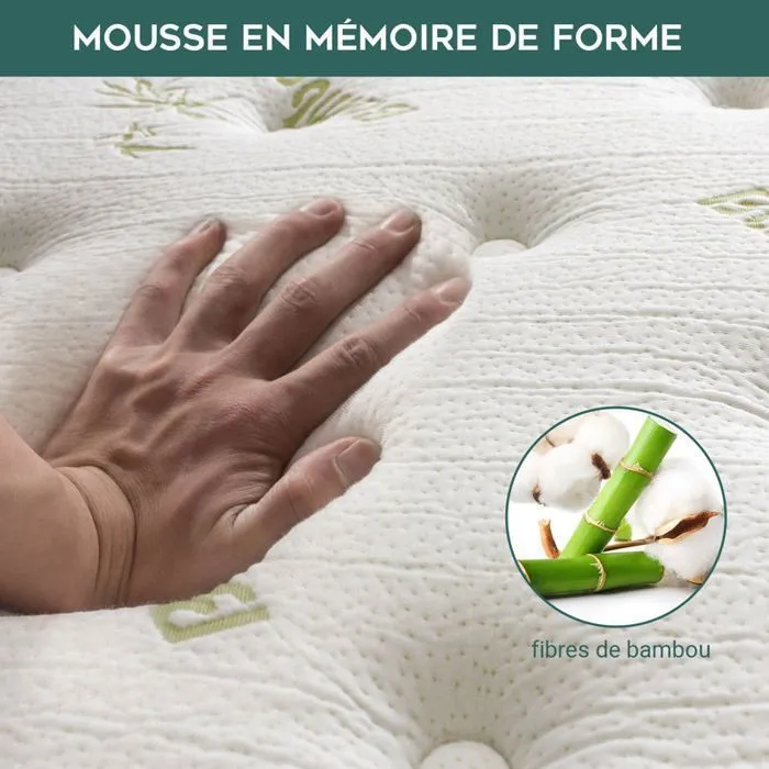 Surmatelas Bambou Soft 140x190 Sampur | Épaisseur 8 cm | Mémoire de Forme | Mousse Haute Résilience | Confort Équilibré et Tonique-3