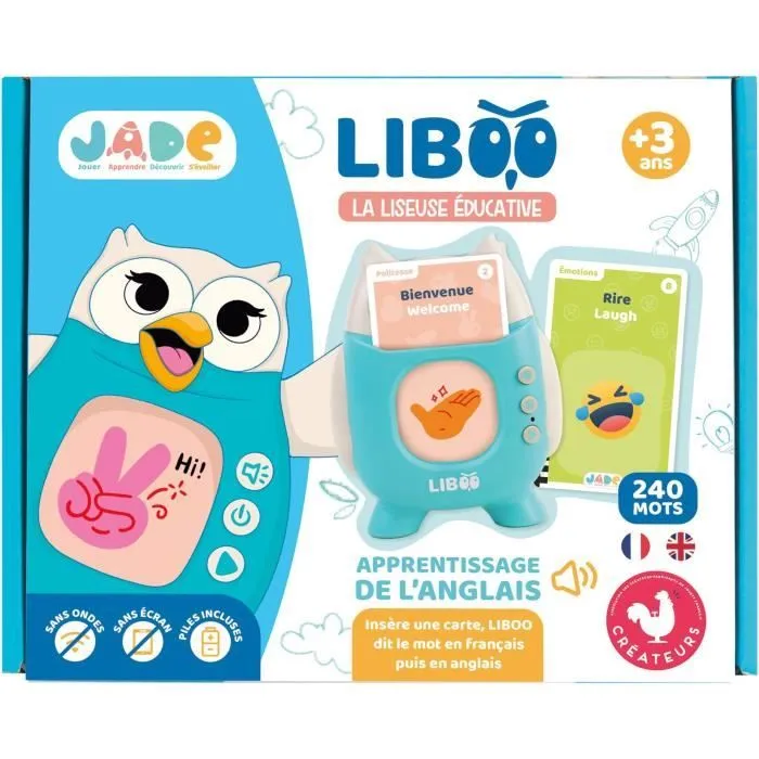 Liseuse Liboo - JADE - Français - Anglais - 240 Mots - Jeu Educatif - Piles Incluses - Vocabulaire - Apprentissage - Design Français-5