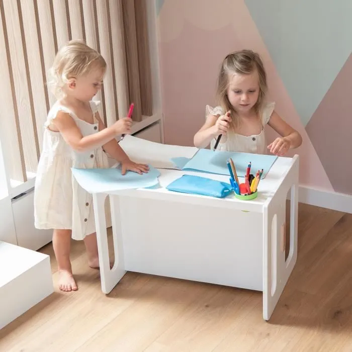 KiddyMoon Table Et Chaise Pour Enfants Petit Bureau, Gris-3