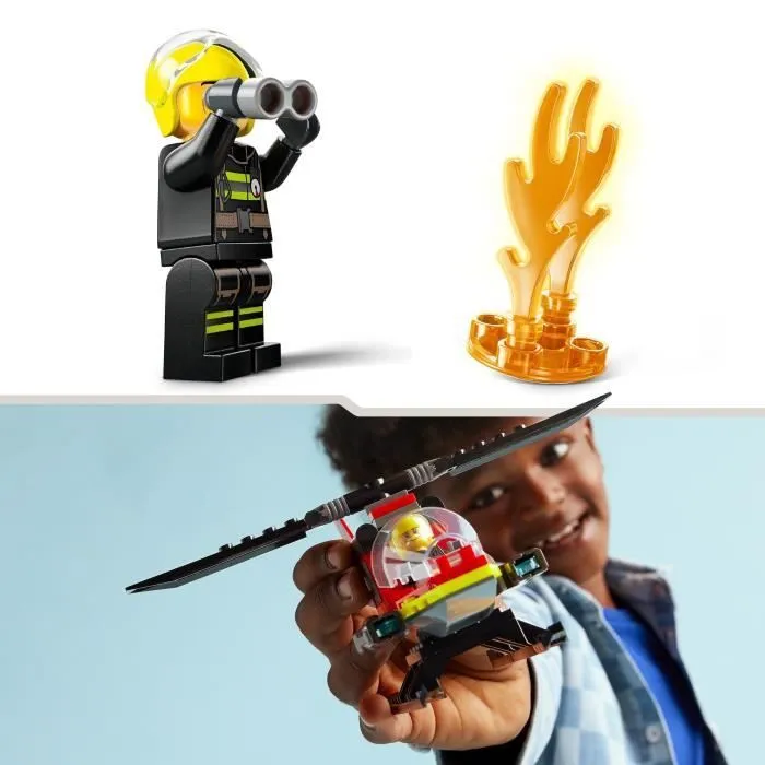 LEGO® 60411 City L’Hélicoptère de Secours des Pompiers, Jouet avec Minifigurines de Pilote Pompier, Cadeau pour Enfants-3