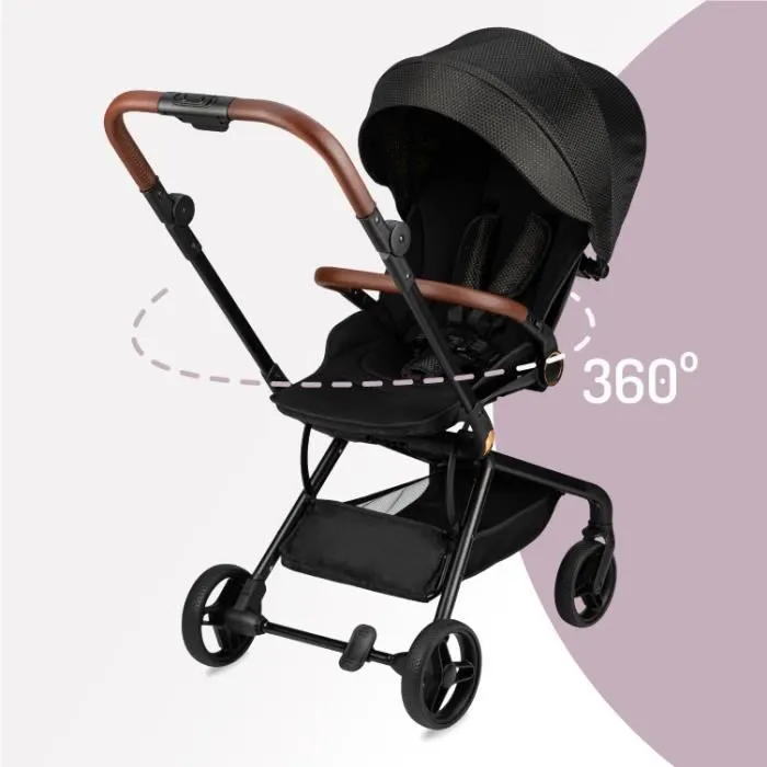 MoMi ADELLE - Poussette bébé Citadine Ultra 360 ° - Légère 7.5 kg - Jusqu'à 22 kg - Noir/Doré-1