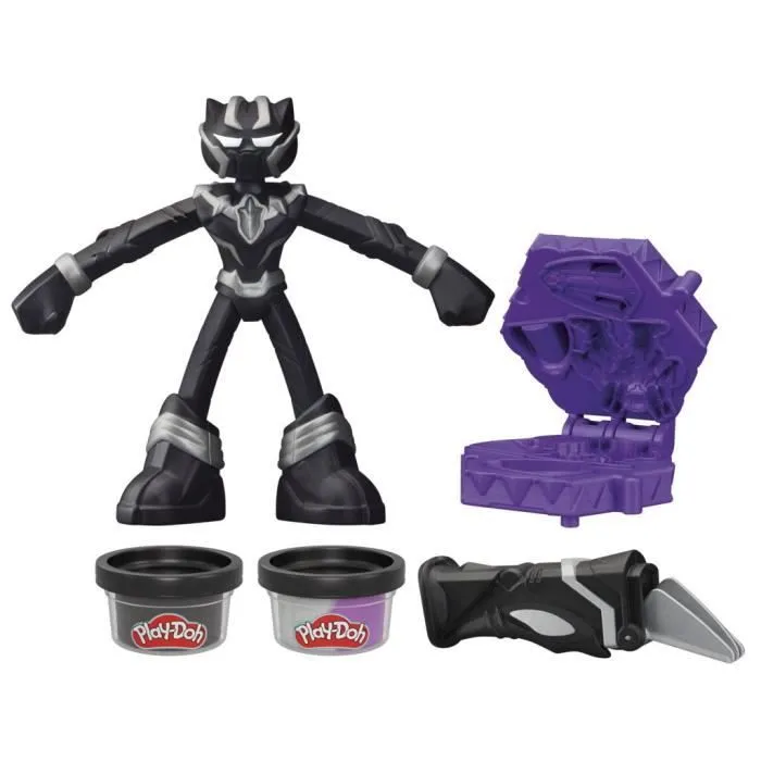 Play-Doh Black Panther, Griffes tranchantes avec figurine flexible et pâte à modeler, dès 4 ans, Marvel-1