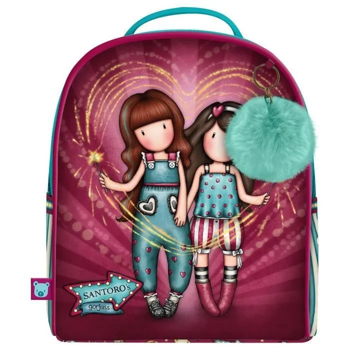 Mini Sac à Dos - SANTORO - Gorjuss Fireworks - 20x22x10 cm - Tissu pailleté - Enfant Fille-0