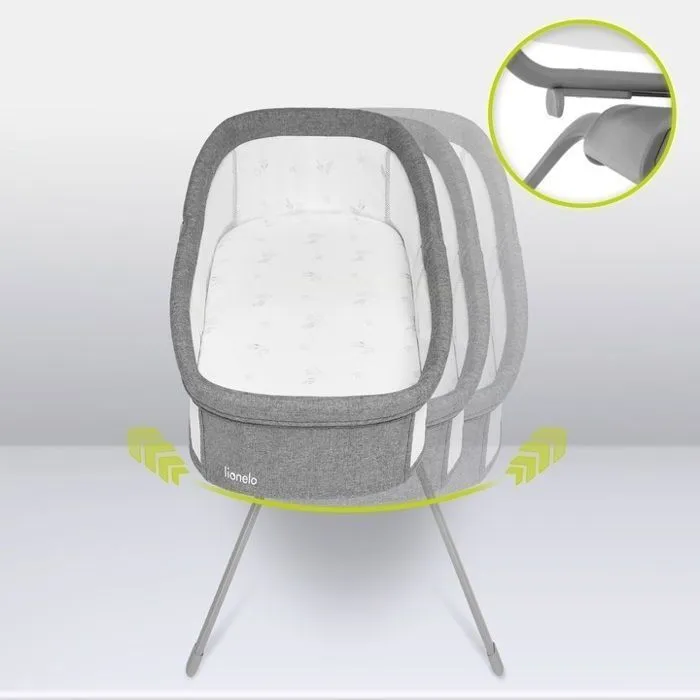 Lit Bébé - LIONELO - Malin - 3en1 - Avec matelas - Sac de transport - Gris-2