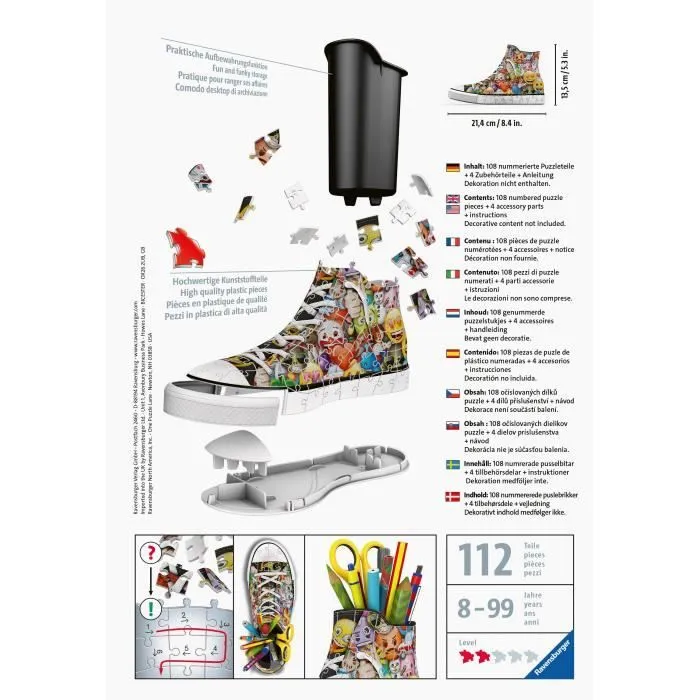 Pot à crayons Sneaker Emoji Puzzle 3D Ravensburger pour enfant dès 8 ans-3