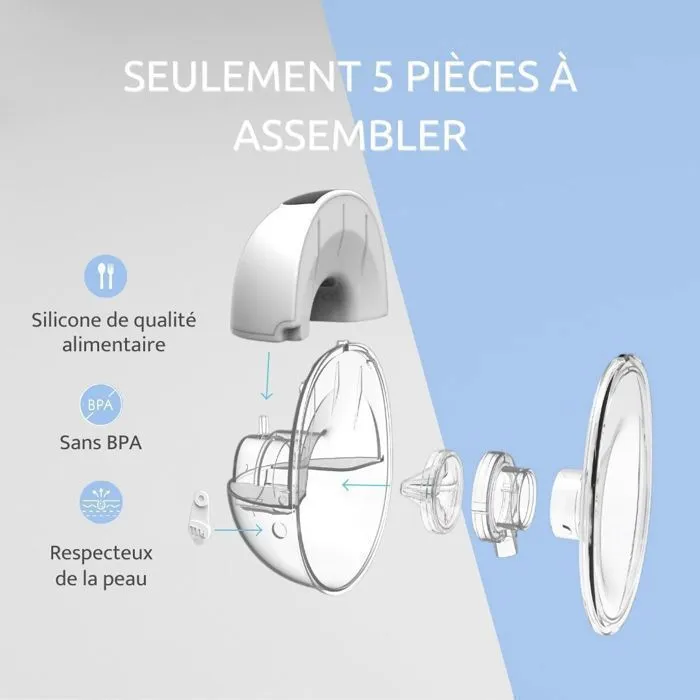 Emy Pump - Tire Lait Électrique Main Libre  | 6 tailles de Téterelles Incluses| silencieux et discret | Portable sans fil Autonome-4