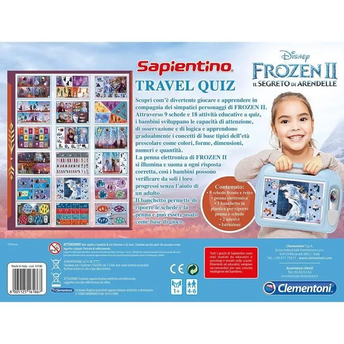 Clementoni - Travel Quiz La Reine des Neiges 2 Disney Jeu, Multicolore, - 16186-2