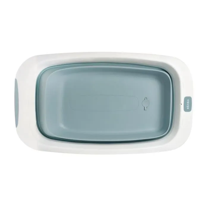 BÉABA - Baignoire Pliable bébé - Ultra Compacte - Pieds antidérapants - Bouchon de vidange - Eazy Pop Camélé'O - 29L - Bleu-1
