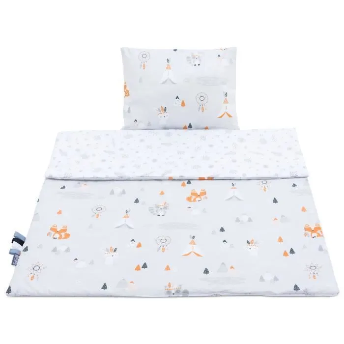 Bellochi Set de Couette Bebe 75x100 cm et Coussin Enfant 30x40 cm - Réversible et Lavable - Coton - Apanatschi-1