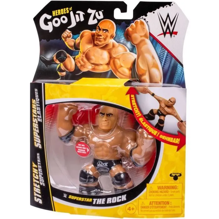 Figurine extensible - GOO JIT ZU WWE - The Rock - 11 cm - Texture élastique - Extensible 3x-3
