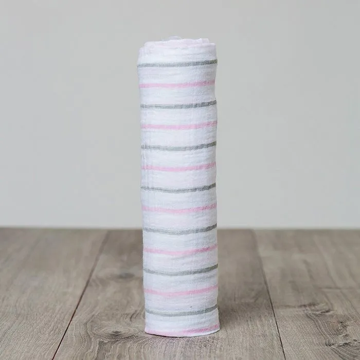Lulujo - Lange mousseline - Rayures roses - ELEMENTS FOR KIDS-2