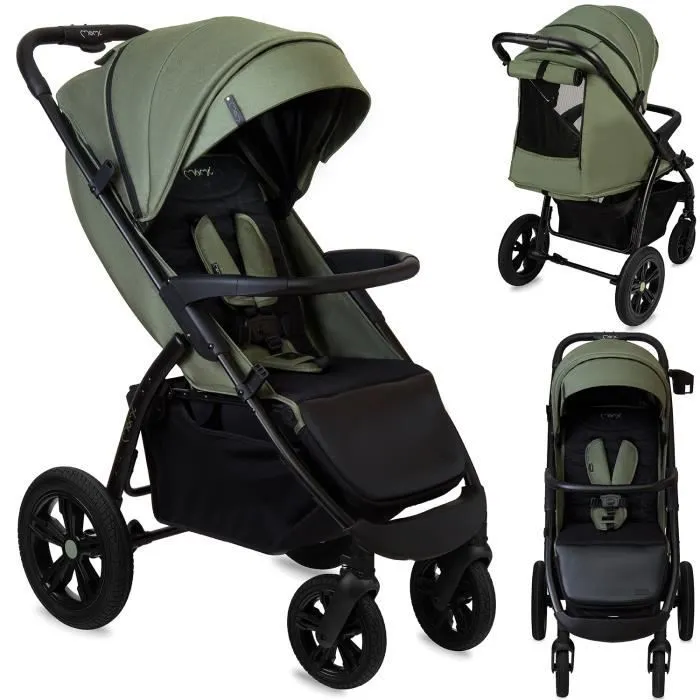 Poussette ultra compacte MoMi MIYA - De 6 mois à 22 kg - Kit d'accessoires - Roues de 11" - Vert-0