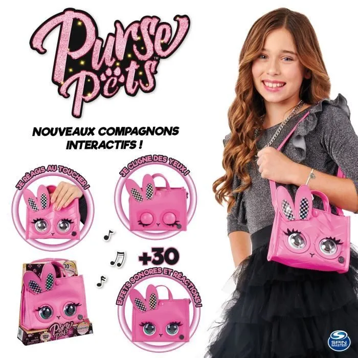 Purse Pets - Tote Bag Lapin - Sac interactif (cligne des yeux, chante ...)-5