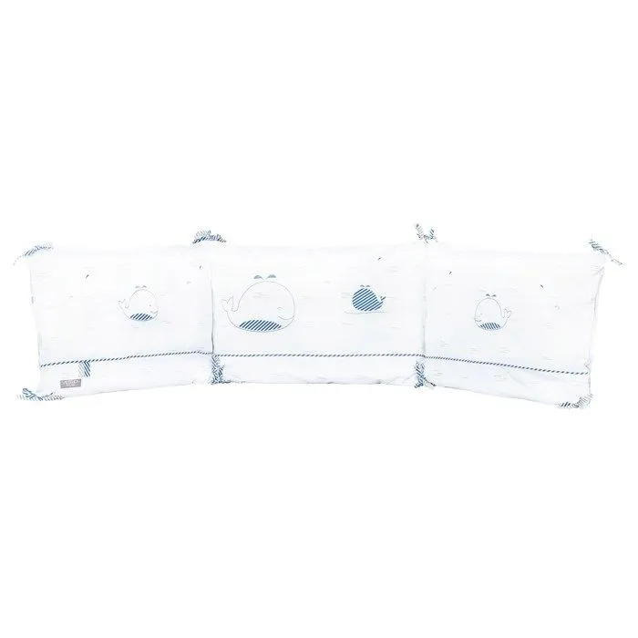 Tour de lit bébé Blue Baleine - SAUTHON - déhoussable - 3 coussins-0